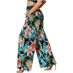 BIJORCA Hawaiian Print Floral Flowy Palazzo Pants OS Fits Small to XLarge NWT
